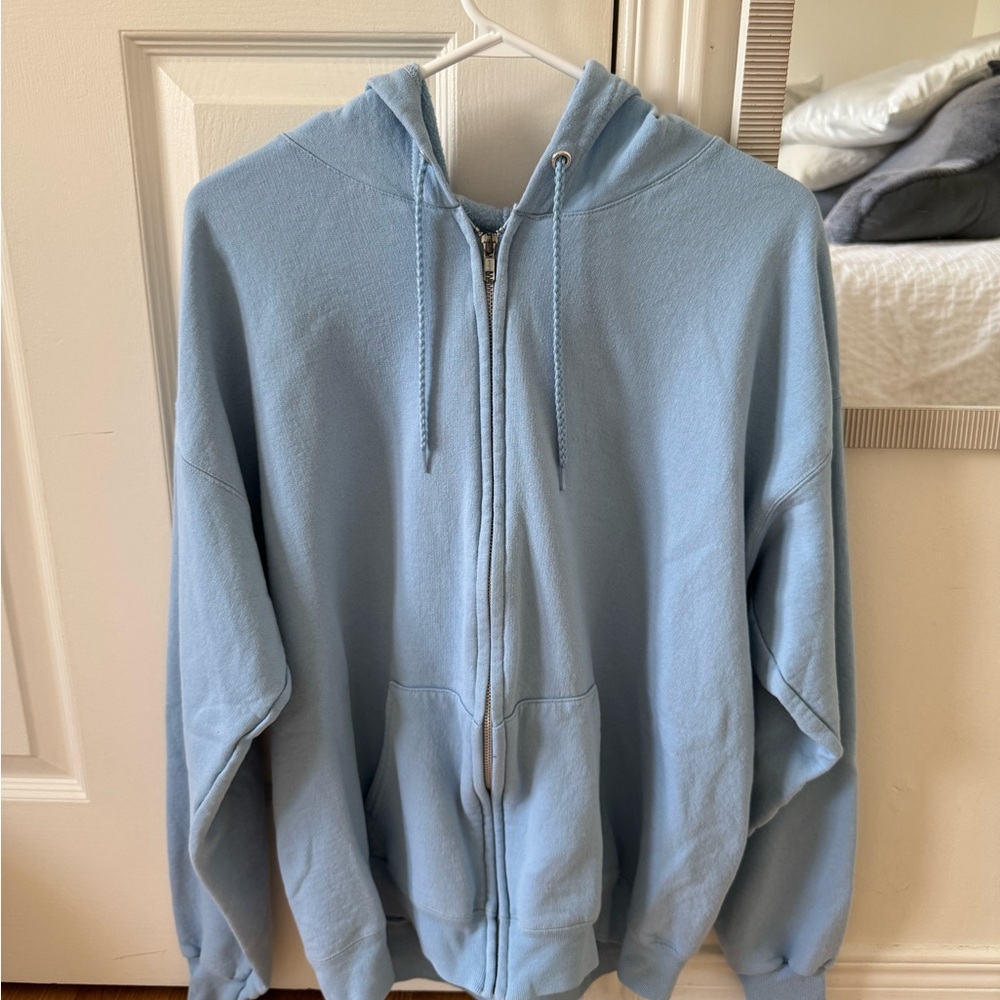 Hanes Zip-Up Hoodie - Light Blue - Large
